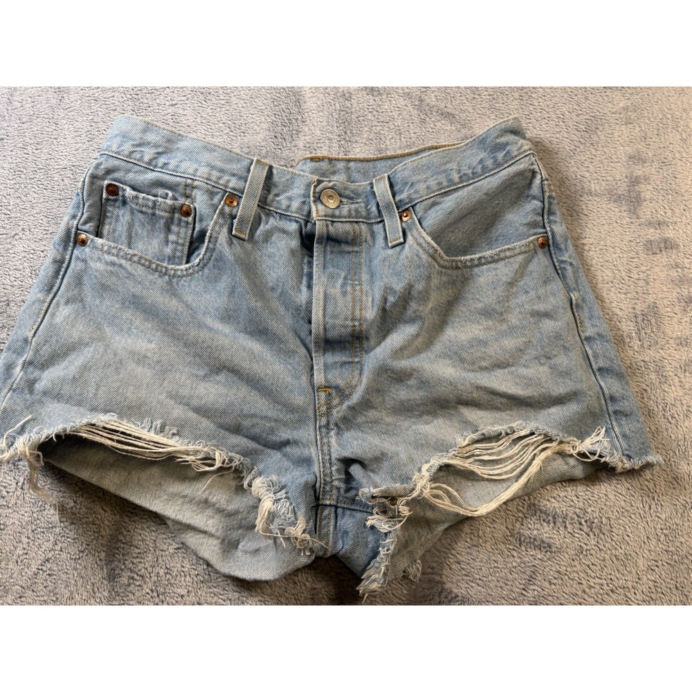 Levis 501 Original High Rise Cut Off Denim Shorts 28 Luxor Heat 56327 Stock 3251